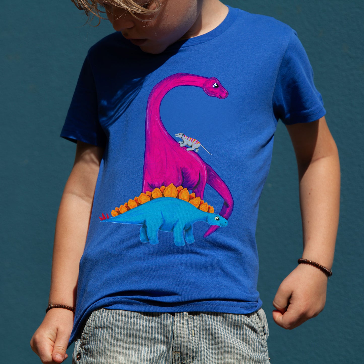 Kinder T-Shirt Dino Gang – Bio-Baumwolle | Blau | Vegan | Motiv aus ‚Zauberhafter Orasa-Berg‘