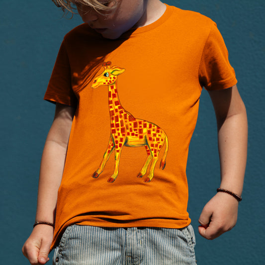 Kinder T-Shirt Giraffe 100% Bio-Baumwolle, orange